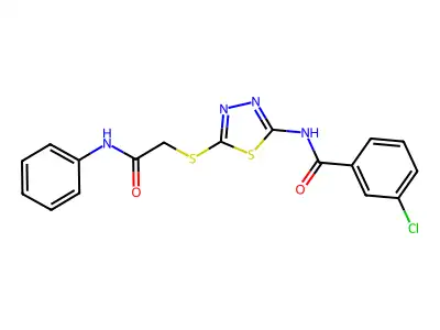 N-[5-(2-anilino-2-oxoethyl)sulfanyl-1,3,4-thiadiazol-2-yl]-3-chlorobenzamide structure