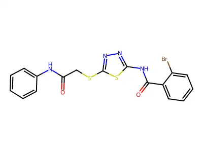 2-bromo-N-(5-((2-oxo-2-(phenylamino)ethyl)thio)-1,3,4-thiadiazol-2-yl)benzamide structure