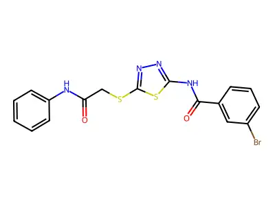 3-bromo-N-(5-((2-oxo-2-(phenylamino)ethyl)thio)-1,3,4-thiadiazol-2-yl)benzamide structure