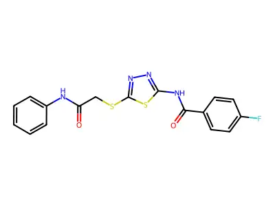 4-fluoro-N-(5-((2-oxo-2-(phenylamino)ethyl)thio)-1,3,4-thiadiazol-2-yl)benzamide structure