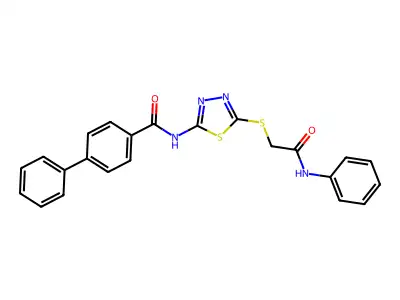 N-[5-(2-anilino-2-oxoethyl)sulfanyl-1,3,4-thiadiazol-2-yl]-4-phenylbenzamide structure