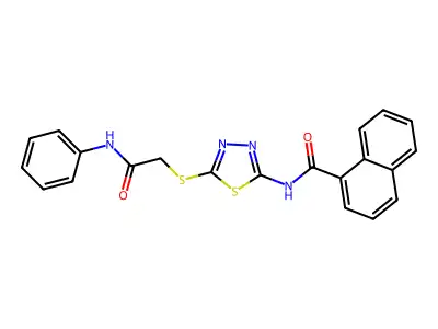 N-(5-((2-oxo-2-(phenylamino)ethyl)thio)-1,3,4-thiadiazol-2-yl)-1-naphthamide structure