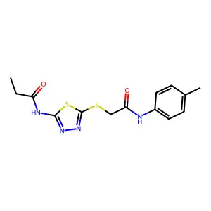 N-(5-((2-oxo-2-(p-tolylamino)ethyl)thio)-1,3,4-thiadiazol-2-yl)propionamide structure