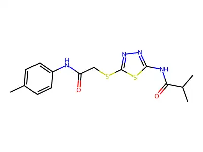 N-(5-((2-oxo-2-(p-tolylamino)ethyl)thio)-1,3,4-thiadiazol-2-yl)isobutyramide structure