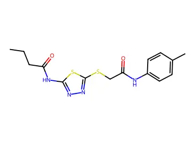 N-(5-((2-oxo-2-(p-tolylamino)ethyl)thio)-1,3,4-thiadiazol-2-yl)butyramide structure
