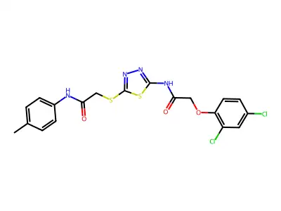 2-(2,4-dichlorophenoxy)-N-(5-((2-oxo-2-(p-tolylamino)ethyl)thio)-1,3,4-thiadiazol-2-yl)acetamide structure