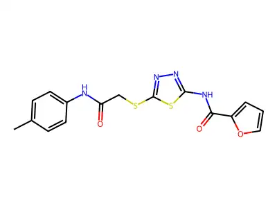 N-[5-({[(4-methylphenyl)carbamoyl]methyl}sulfanyl)-1,3,4-thiadiazol-2-yl]furan-2-carboxamide structure