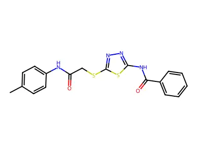 N-(5-((2-oxo-2-(p-tolylamino)ethyl)thio)-1,3,4-thiadiazol-2-yl)benzamide structure