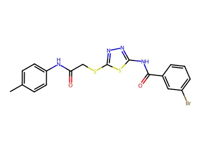 3-bromo-N-(5-((2-oxo-2-(p-tolylamino)ethyl)thio)-1,3,4-thiadiazol-2-yl)benzamide structure
