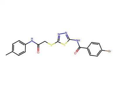 4-bromo-N-(5-((2-oxo-2-(p-tolylamino)ethyl)thio)-1,3,4-thiadiazol-2-yl)benzamide structure