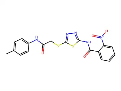 2-nitro-N-(5-((2-oxo-2-(p-tolylamino)ethyl)thio)-1,3,4-thiadiazol-2-yl)benzamide structure