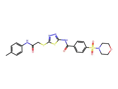 N-[5-({[(4-methylphenyl)carbamoyl]methyl}sulfanyl)-1,3,4-thiadiazol-2-yl]-4-(morpholine-4-sulfonyl)benzamide structure