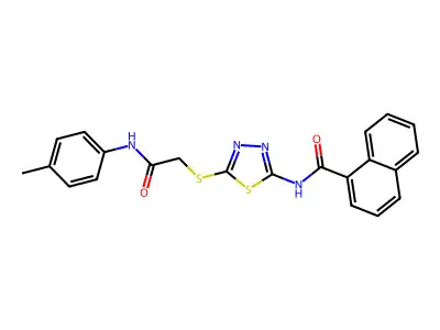 N-(5-((2-oxo-2-(p-tolylamino)ethyl)thio)-1,3,4-thiadiazol-2-yl)-1-naphthamide structure