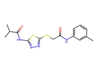 N-(5-((2-oxo-2-(m-tolylamino)ethyl)thio)-1,3,4-thiadiazol-2-yl)isobutyramide structure