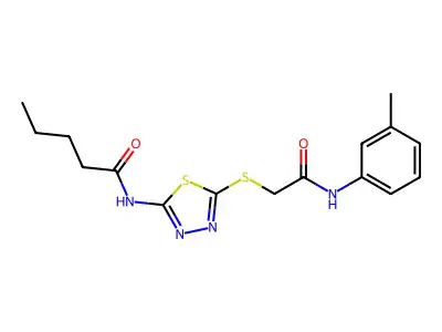 N-(5-((2-oxo-2-(m-tolylamino)ethyl)thio)-1,3,4-thiadiazol-2-yl)pentanamide structure
