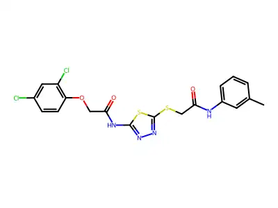 2-(2,4-dichlorophenoxy)-N-(5-((2-oxo-2-(m-tolylamino)ethyl)thio)-1,3,4-thiadiazol-2-yl)acetamide structure