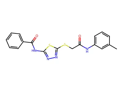 N-(5-((2-oxo-2-(m-tolylamino)ethyl)thio)-1,3,4-thiadiazol-2-yl)benzamide structure