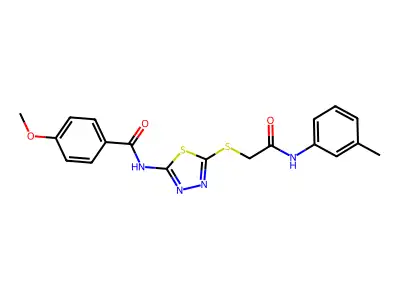 4-methoxy-N-(5-((2-oxo-2-(m-tolylamino)ethyl)thio)-1,3,4-thiadiazol-2-yl)benzamide structure
