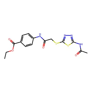 Ethyl 4-(2-((5-acetamido-1,3,4-thiadiazol-2-yl)thio)acetamido)benzoate structure