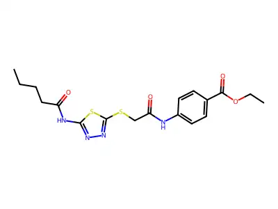 ethyl 4-{2-[(5-pentanamido-1,3,4-thiadiazol-2-yl)sulfanyl]acetamido}benzoate structure