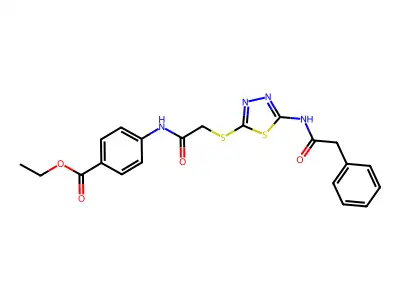 Ethyl 4-[[2-[[5-[(2-phenylacetyl)amino]-1,3,4-thiadiazol-2-yl]sulfanyl]acetyl]amino]benzoate structure