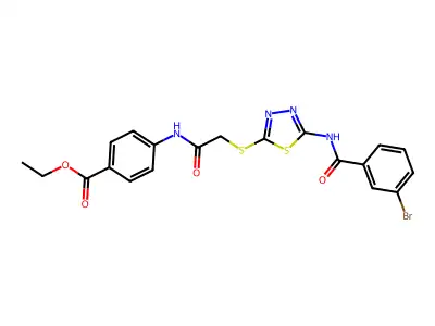 Ethyl 4-(2-((5-(3-bromobenzamido)-1,3,4-thiadiazol-2-yl)thio)acetamido)benzoate structure