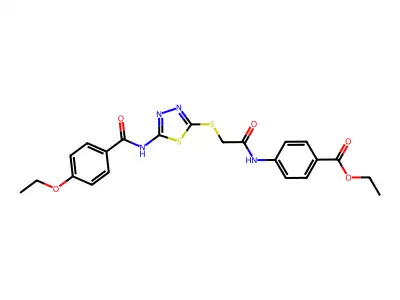 Ethyl 4-(2-((5-(4-ethoxybenzamido)-1,3,4-thiadiazol-2-yl)thio)acetamido)benzoate structure