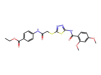 Ethyl 4-[[2-[[5-[(2,4-dimethoxybenzoyl)amino]-1,3,4-thiadiazol-2-yl]sulfanyl]acetyl]amino]benzoate structure