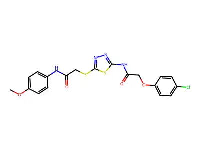 2-(4-chlorophenoxy)-N-(5-((2-((4-methoxyphenyl)amino)-2-oxoethyl)thio)-1,3,4-thiadiazol-2-yl)acetamide structure