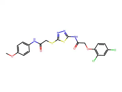 2-(2,4-dichlorophenoxy)-N-(5-((2-((4-methoxyphenyl)amino)-2-oxoethyl)thio)-1,3,4-thiadiazol-2-yl)acetamide structure