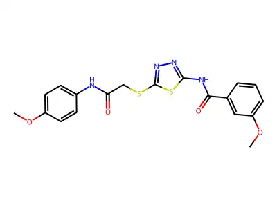 3-methoxy-N-(5-((2-((4-methoxyphenyl)amino)-2-oxoethyl)thio)-1,3,4-thiadiazol-2-yl)benzamide structure