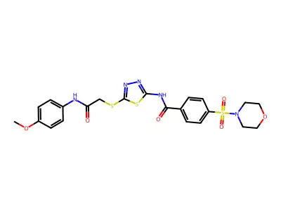N-(5-((2-((4-methoxyphenyl)amino)-2-oxoethyl)thio)-1,3,4-thiadiazol-2-yl)-4-(morpholinosulfonyl)benzamide structure