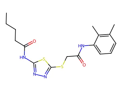 N-(5-((2-((2,3-dimethylphenyl)amino)-2-oxoethyl)thio)-1,3,4-thiadiazol-2-yl)pentanamide structure
