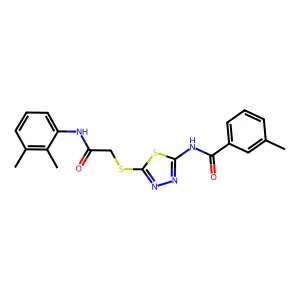 N-(5-((2-((2,3-dimethylphenyl)amino)-2-oxoethyl)thio)-1,3,4-thiadiazol-2-yl)-3-methylbenzamide structure