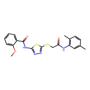 N-[5-({2-[(2,5-dimethylphenyl)amino]-2-oxoethyl}sulfanyl)-1,3,4-thiadiazol-2-yl]-2-methoxybenzamide structure
