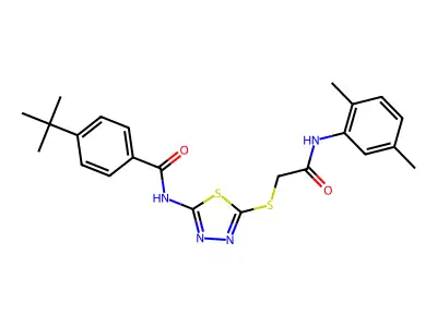 4-(tert-butyl)-N-(5-((2-((2,5-dimethylphenyl)amino)-2-oxoethyl)thio)-1,3,4-thiadiazol-2-yl)benzamide structure