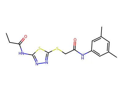 N-(5-((2-((3,5-dimethylphenyl)amino)-2-oxoethyl)thio)-1,3,4-thiadiazol-2-yl)propionamide structure