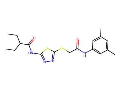 N-(5-((2-((3,5-dimethylphenyl)amino)-2-oxoethyl)thio)-1,3,4-thiadiazol-2-yl)-2-ethylbutanamide structure