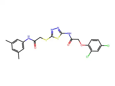 2-(2,4-dichlorophenoxy)-N-(5-((2-((3,5-dimethylphenyl)amino)-2-oxoethyl)thio)-1,3,4-thiadiazol-2-yl)acetamide structure