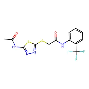 2-[(5-acetamido-1,3,4-thiadiazol-2-yl)sulfanyl]-N-[2-(trifluoromethyl)phenyl]acetamide structure