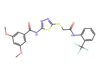 3,5-dimethoxy-N-(5-((2-oxo-2-((2-(trifluoromethyl)phenyl)amino)ethyl)thio)-1,3,4-thiadiazol-2-yl)benzamide structure