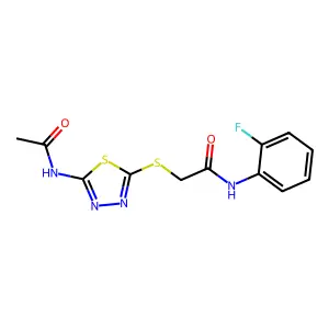 2-((5-acetamido-1,3,4-thiadiazol-2-yl)thio)-N-(2-fluorophenyl)acetamide structure
