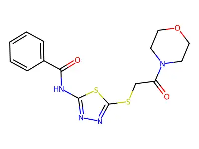 N-(5-((2-morpholino-2-oxoethyl)thio)-1,3,4-thiadiazol-2-yl)benzamide structure