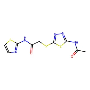 2-[(5-acetamido-1,3,4-thiadiazol-2-yl)sulfanyl]-N-(1,3-thiazol-2-yl)acetamide structure
