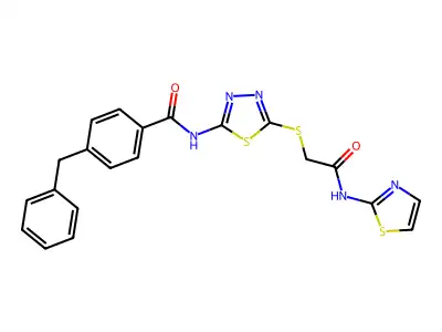 4-benzyl-N-(5-((2-oxo-2-(thiazol-2-ylamino)ethyl)thio)-1,3,4-thiadiazol-2-yl)benzamide structure