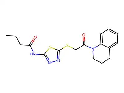 N-(5-((2-(3,4-dihydroquinolin-1(2H)-yl)-2-oxoethyl)thio)-1,3,4-thiadiazol-2-yl)butyramide structure