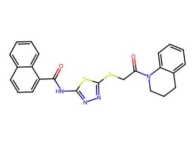 N-(5-((2-(3,4-dihydroquinolin-1(2H)-yl)-2-oxoethyl)thio)-1,3,4-thiadiazol-2-yl)-1-naphthamide structure