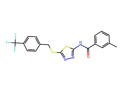 3-methyl-N-(5-((4-(trifluoromethyl)benzyl)thio)-1,3,4-thiadiazol-2-yl)benzamide structure