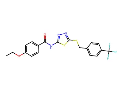 4-ethoxy-N-(5-((4-(trifluoromethyl)benzyl)thio)-1,3,4-thiadiazol-2-yl)benzamide structure