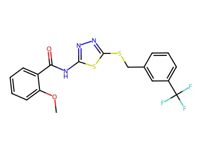 2-methoxy-N-(5-((3-(trifluoromethyl)benzyl)thio)-1,3,4-thiadiazol-2-yl)benzamide structure
